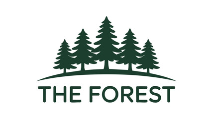 Obraz premium Silhouette of a cluster of dark green pine trees on a white background