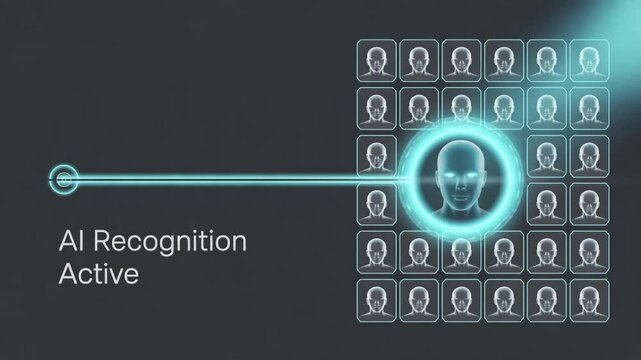 AI Recognition: A futuristic concept of artificial intelligence face recognition highlights the potential of advanced technology to detect and identify individuals.