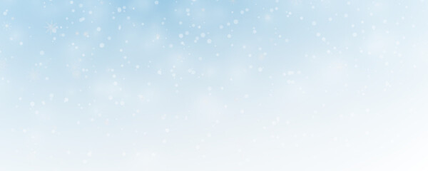 Christmas background with small falling snowflakes. Snow storm effect, blurred, cold wind with snow png. Holiday powder snow for cards, invitations, banners, advertising.
