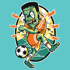 Cartoon vector illustration of an animal soccer player character with a ball