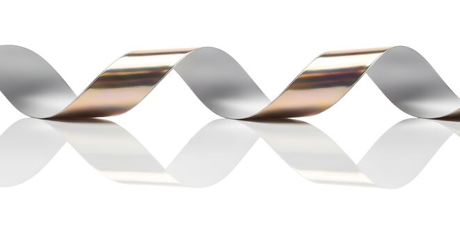 Shiny metallic ribbon twisted in a spiral shape, isolated on white background - Powered by Adobe
