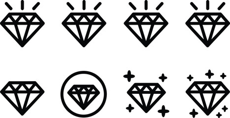 Set of 8 Diamond Icons Vector