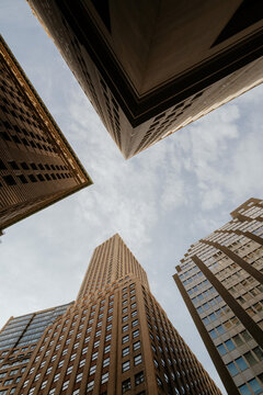 New york skyscrapers from a low angle perspective