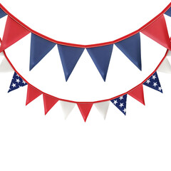 Obraz premium Colorful festive bunting featuring red, white, and blue triangles for a patriotic celebration.