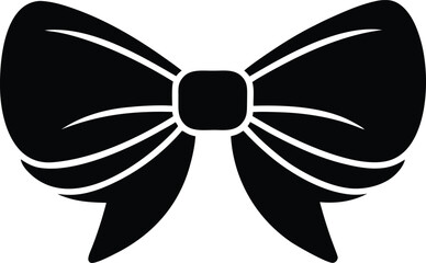 Ribbon bow black glyph valentine day or wedding decorated tape bow silhouette vector illustration