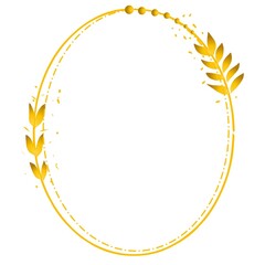 Golden Oval Frame with Leaves Decoration