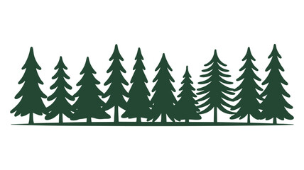 Fototapeta premium Silhouette of a forest of evergreen trees against a white background