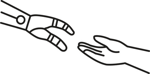 Fototapeta premium Robot hand reaching out to human hand in a gesture of connection