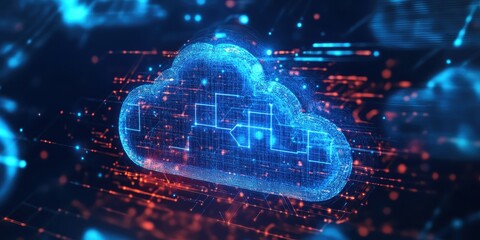 A blue and red cloud with a white line in the middle