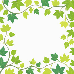 Green Ivy Vine Border Frame with Leaves.