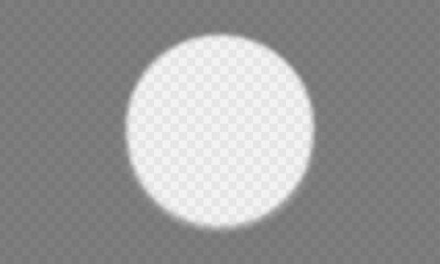 Shadow overlay of flashlight or spotlight frame. Transparent overlay shadow effect from circle spotlight beam. Realistic light effect of shadows on transparent background. Vector.
