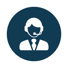 Customer service representative icon with headset and tie