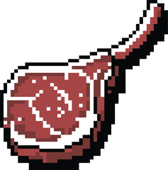 Pixel art illustration of a raw steak with bone on white background