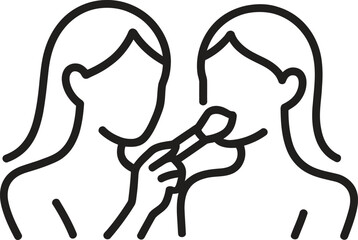 Woman applying makeup to another woman with a brush