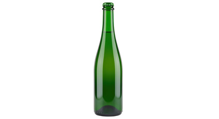 Isolated bottle of beer or sparkling wine, alcoholic green glass bottle, closed bottle ready to party
