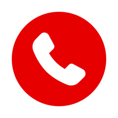Red circle with white telephone receiver icon for communication
