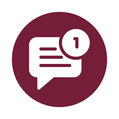 Speech bubble icon with notification badge indicating new message