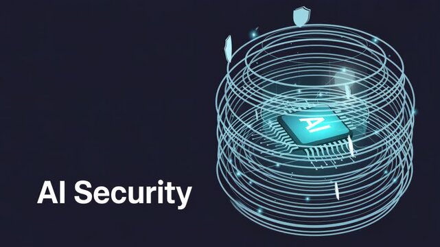 AI Security: An artistic representation depicts a sophisticated circuit board encased within a digital shield, symbolizing the protection of artificial intelligence. It emphasizes cyber defense.