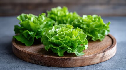 Lettuce on Round Wooden Board Kitchen