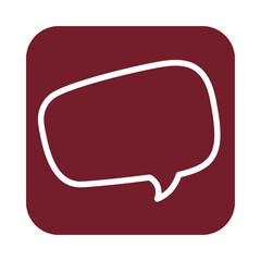 Hand drawn speech bubble icon on a dark red background