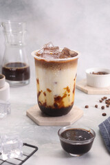 Photo of palm sugar milk coffee with packaging