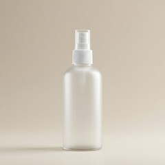 Frosted White Spray Bottle with Pump on Neutral Background for Cosmetics and Personal Care Products