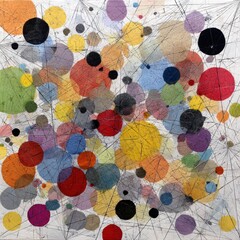 Abstract Colorful Composition of Circles and Dots Creating a Playful and Vibrant Atmosphere