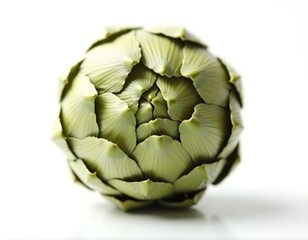 Fototapeta premium Geometric Artichoke Deconstructed into Sharp Overlapping Layers Isolated on White Background