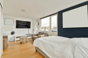 Modern Living Room with Art and View