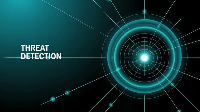 Cybersecurity's Guard: A mesmerizing display of light and data visualizations, emphasizing the core principle of threat detection in the digital realm.