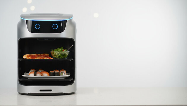 Autonomous Food Delivery Robot on Modern Kitchen Counter