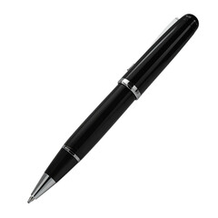 Sleek, black writing instrument with silver accents, poised against a dark background
