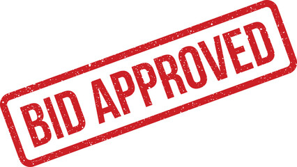 Distressed vector illustration indicating official bid approval for corporate project management