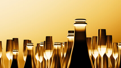 Toast the New Year with shining gold bottles and glasses!