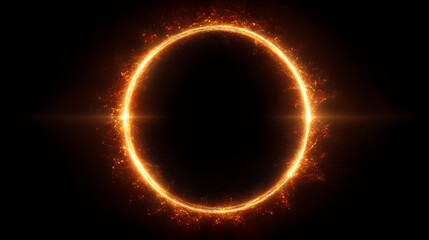 A glowing electric circle radiating energy on a deep black background symbolizing power light and advanced technology representing futuristic systems digital force and endless innovation