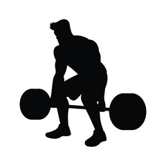 Weightlifter Deadlifting Barbell Silhouette
