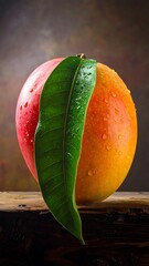Ripe mango with leaf