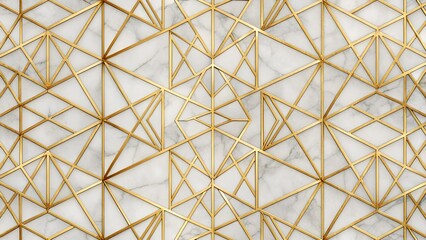 Obraz premium Geometric gold lines on white marble texture background, abstract luxury pattern