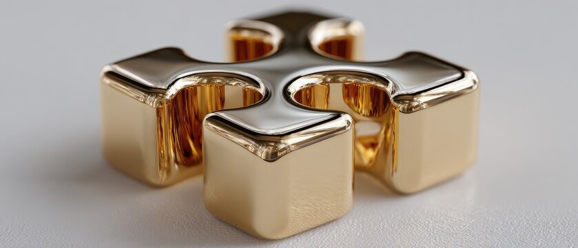 A metallic puzzle piece stands out with glossy reflections, highlighting its detailed edges and smooth surfaces under soft illumination - Powered by Adobe