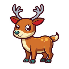Vector art of cute cartoon deer adorable reindeer with big antlers and kind eyes vector illustration for kids, books, and design