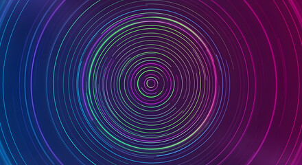 Concentric glowing circles form a vibrant abstract background.
