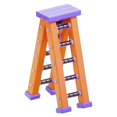 Vibrant 3D stepladder icon symbolizing progress. This colorful orange and purple tool represents reaching new heights and achieving goals step-by-step