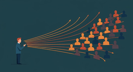 Effective outreach and communication: a figure broadcasting to a diverse audience, ideal for marketing, public relations, 3 strategy, and web d