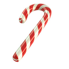 Fototapeta premium A vibrant, classic red and white candy cane on a transparent background, evoking festive cheer and holiday spirit.