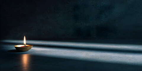 Sacred Diwali diya with elegant flame, minimal aesthetic