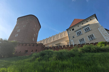 View on a tower of Wawel Castle, Krakow, Poland