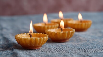 Golden flickers of ghee lamps dance on a tapestry of twilight, evoking Diwali's luminance and Holi's joyful anticipation