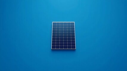 Blue solar panel generating sustainable power on a brilliant azure background