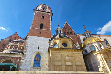 Obraz premium Close up view on the Wawel Cathedral in Wawel Castle, Krakow, Poland