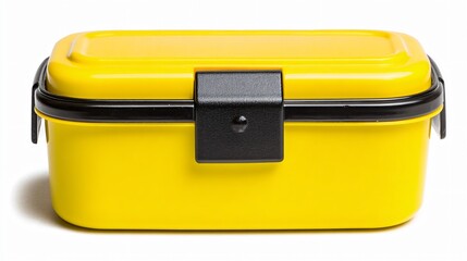 Yellow lunch box isolated on white background